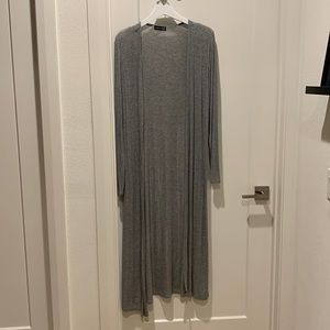 Long grey knit cardigan